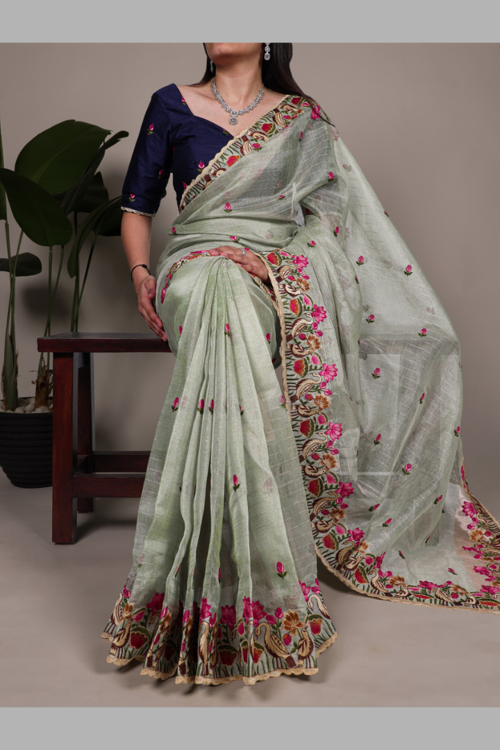 Premium Zari Kota Tissue Saree for Women