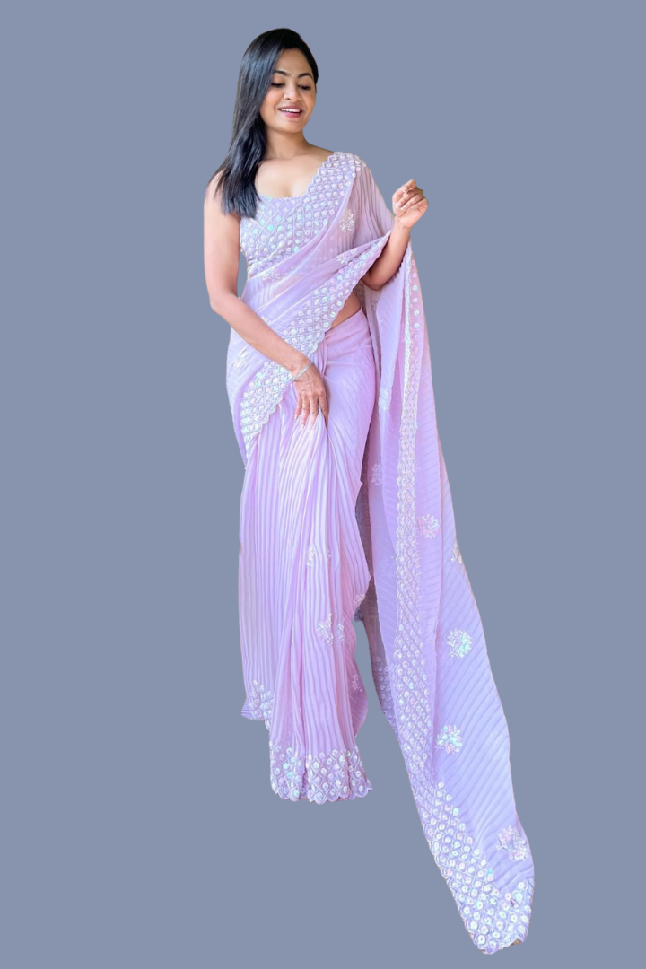 Most Beautiful Crush Sequence Georgette Saree