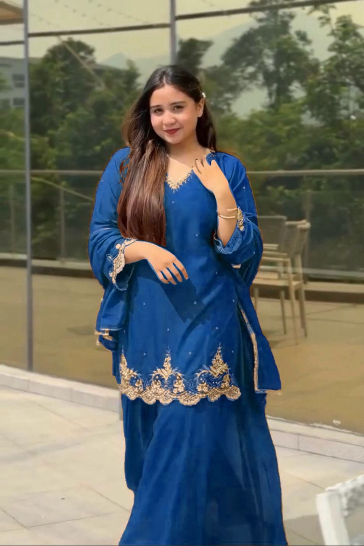 Designer Party Wear Top and Plazzo Set
