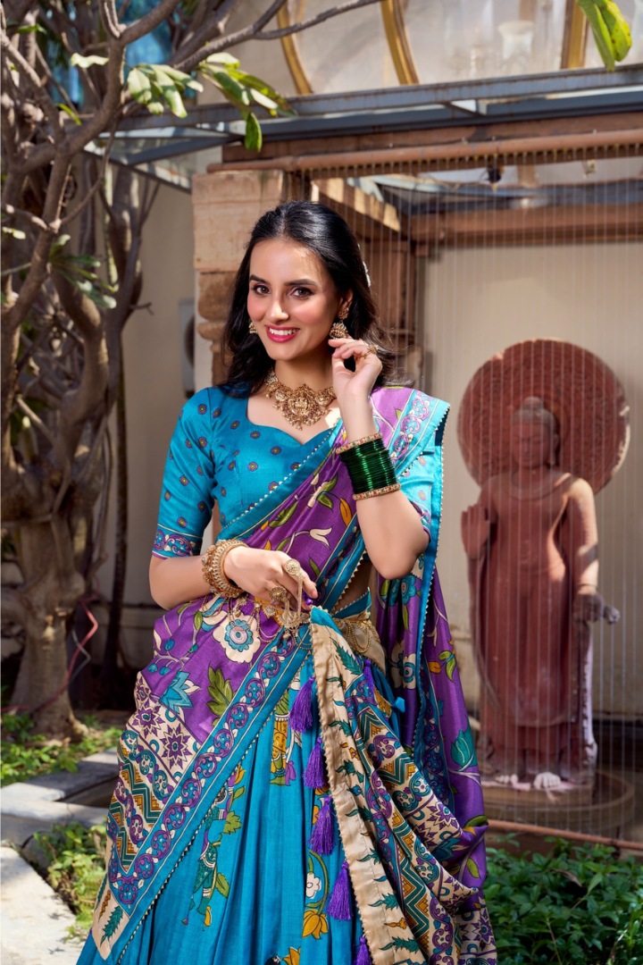 Designer Tussar Silk Lehenga Choli Set