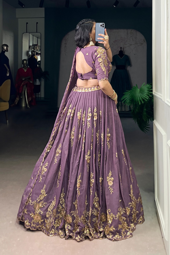 Premium Chocolate Crush Sequins Work Lehenga