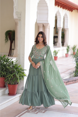 Faux Blooming Gown Set with Dupatta