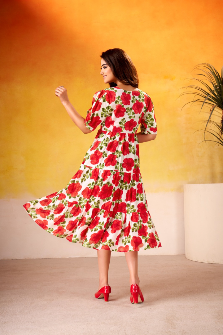 Premium Vichitra Silk Floral Frock