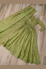 Traditional Gold Crush Embroidered Gown for Reception and Party Wear