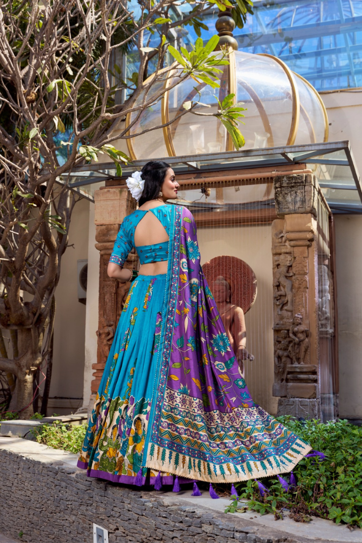Designer Tussar Silk Lehenga Choli Set