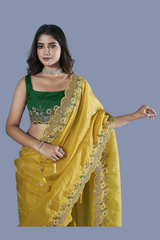 Sequence Embroidery with Cutwork Border Saree