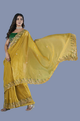 Sequence Embroidery with Cutwork Border Saree