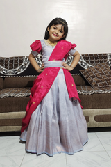 Grey Elegant Kids Lehenga Choli Set