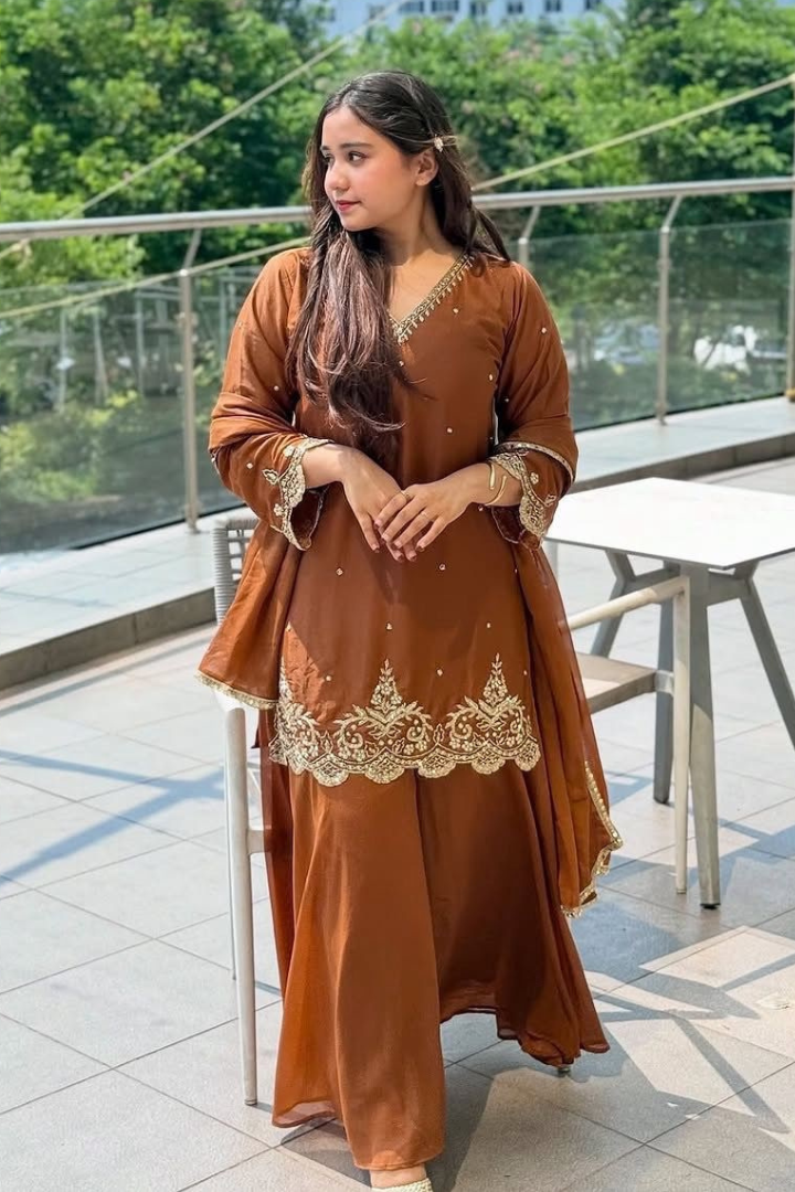 Designer Party Wear Top and Plazzo Set