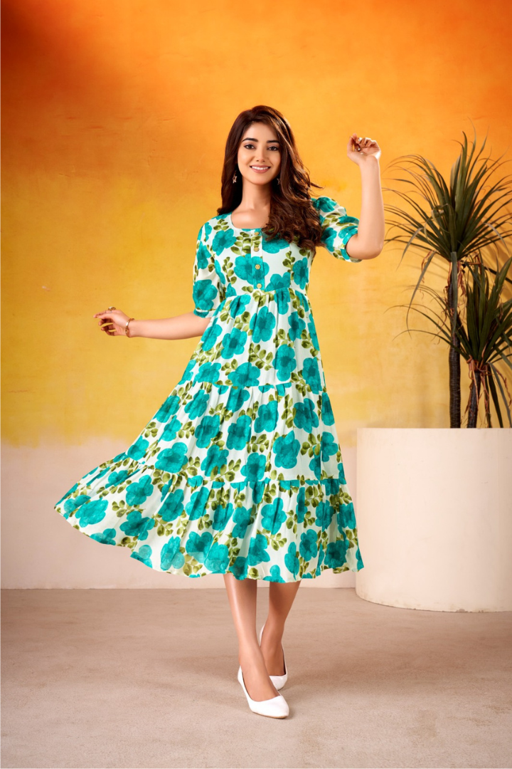 Premium Vichitra Silk Floral Frock