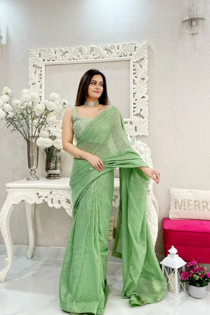 Comfortable Georgette Saree With Sequence Work