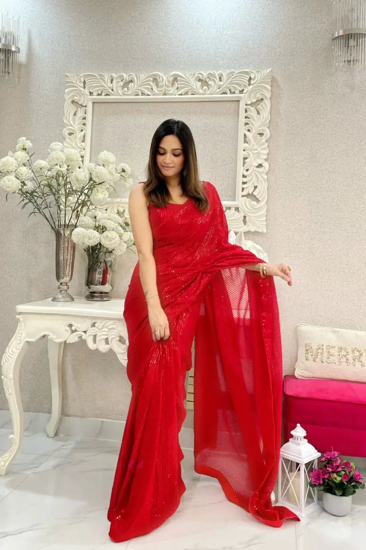 Comfortable Georgette Saree With Sequence Work