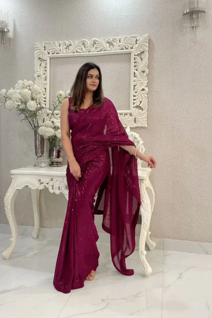 Comfortable Georgette Saree With Sequence Work