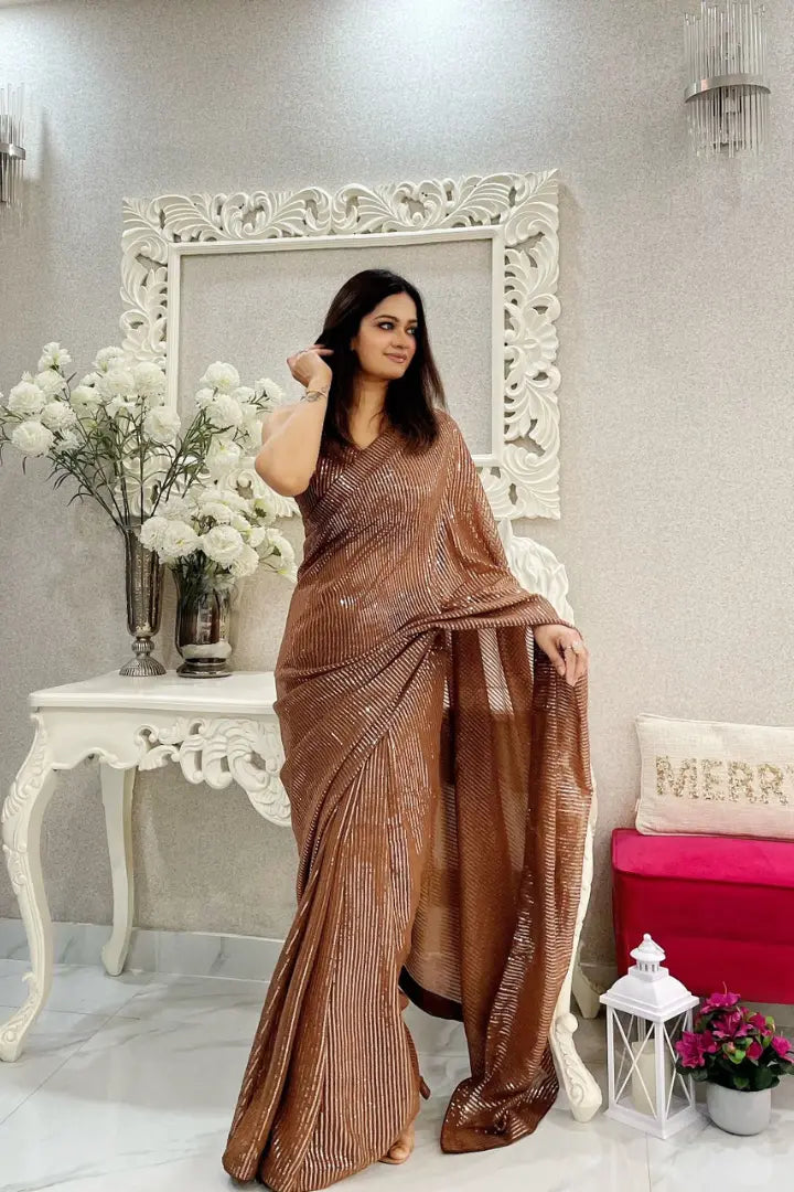 Comfortable Georgette Saree With Sequence Work