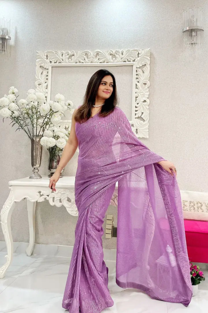 Comfortable Georgette Saree With Sequence Work