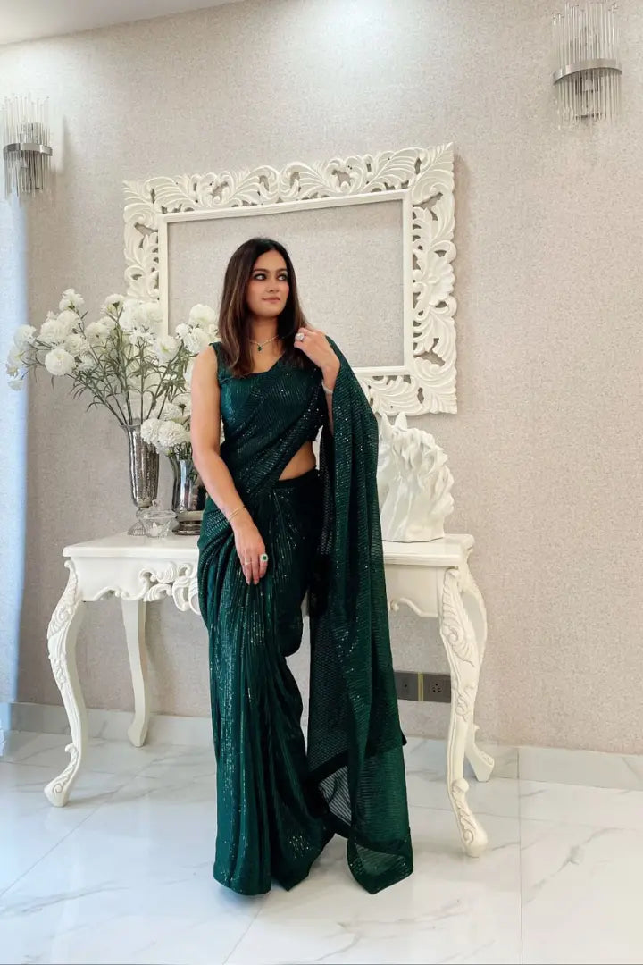 Comfortable Georgette Saree With Sequence Work