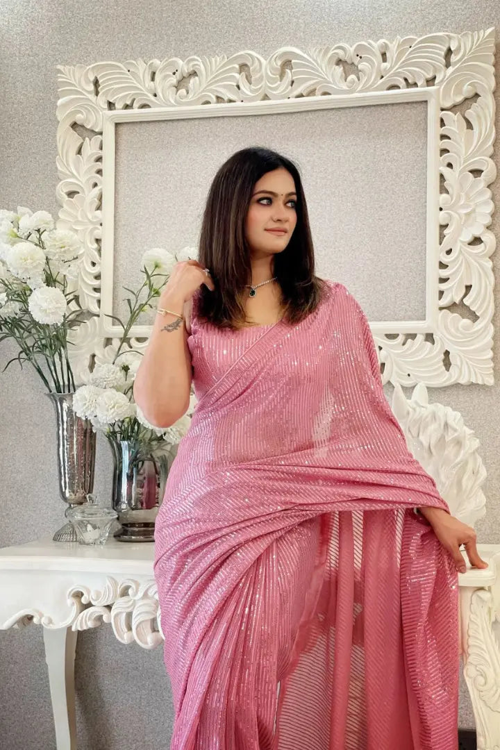 Comfortable Georgette Saree With Sequence Work