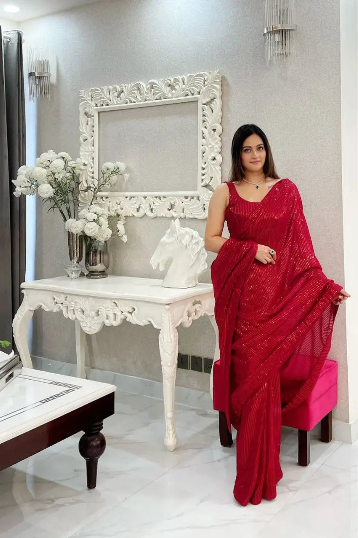 Comfortable Georgette Saree With Sequence Work