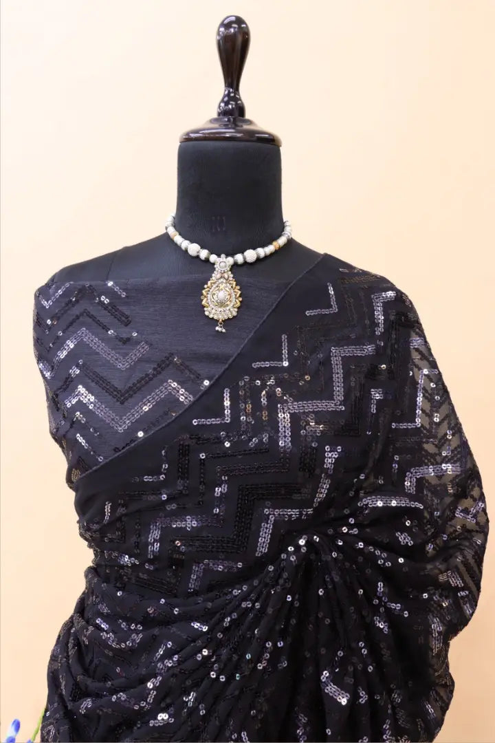 "Embroidery Sequence Work Saree for Women – Perfect Blend of Elegance & Style" - lookrange