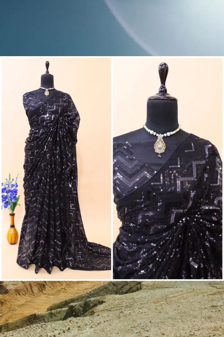 "Embroidery Sequence Work Saree for Women – Perfect Blend of Elegance & Style" - lookrange