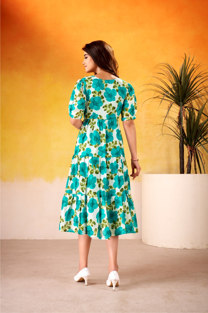 Premium Vichitra Silk Floral Frock
