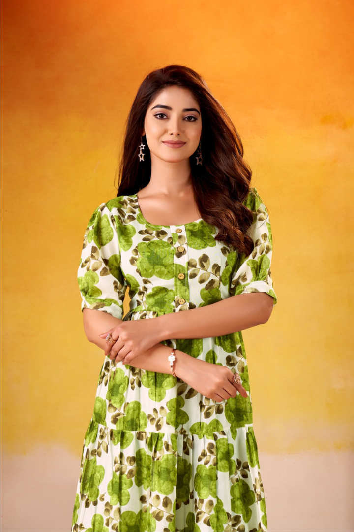 Premium Vichitra Silk Floral Frock