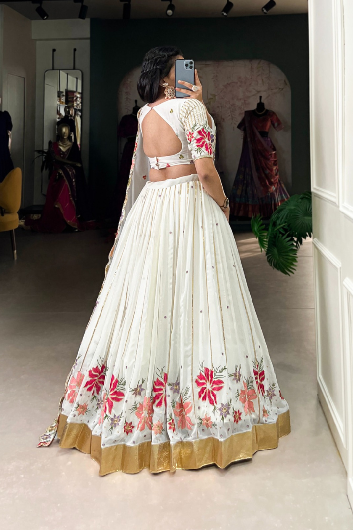 White Embroidered Lehenga Choli Set