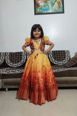 Yellow Pure Silk Kids Gown