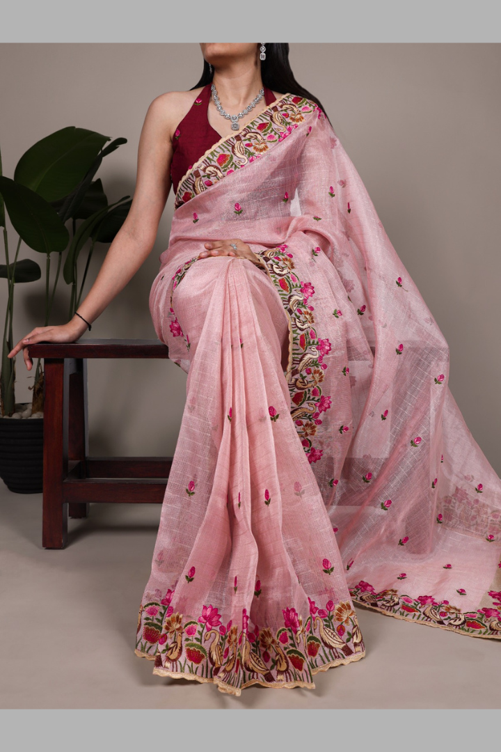 Premium Zari Kota Tissue Saree for Women