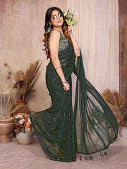 Georgette Silk Saree with Kaju Patta Design & Banglory Foil Work Blouse