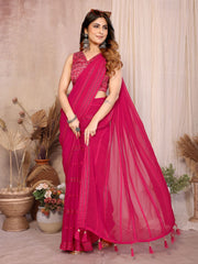 Georgette Silk Saree with Kaju Patta Design & Banglory Foil Work Blouse