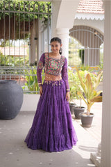 Festive Navratri outfit with Bandhani print and Kutchi Patchwork details.
