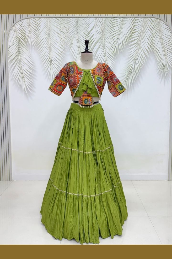 Cotton lehenga choli with thread and sequin work