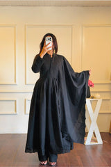 Designer Party Wear Embroidered Roman Silk Gown with Dupatta
