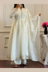 Designer Party Wear Embroidered Roman Silk Gown