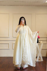 Premium Roman Silk embroidered gown