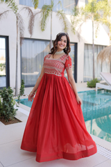 Top 2026 Premium Designer Readymade Gown – Sequins & Zari Embroidered Party Wear