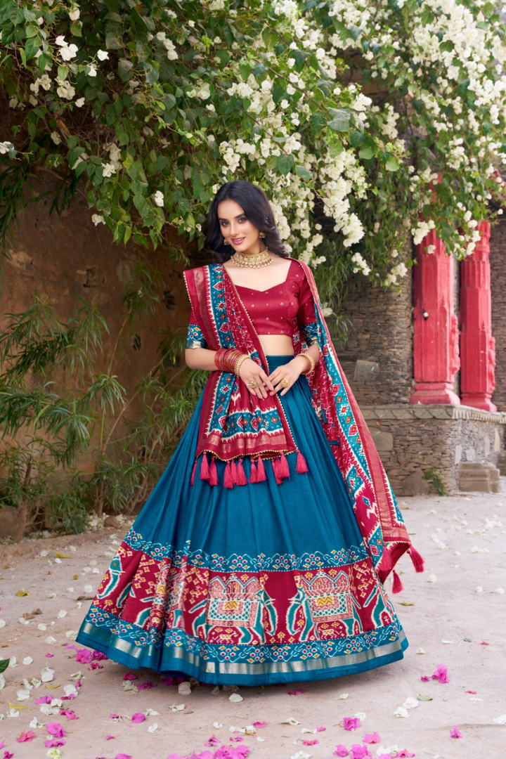 Patola Printed Tasar Silk Lehenga Choli