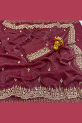 Grand Party Wear Sarees | Gold Beads & Cutdana Work