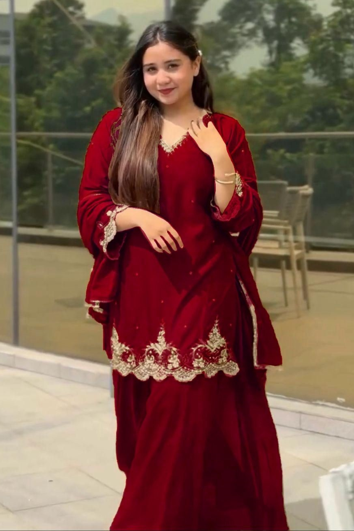 Designer Party Wear Top and Plazzo Set