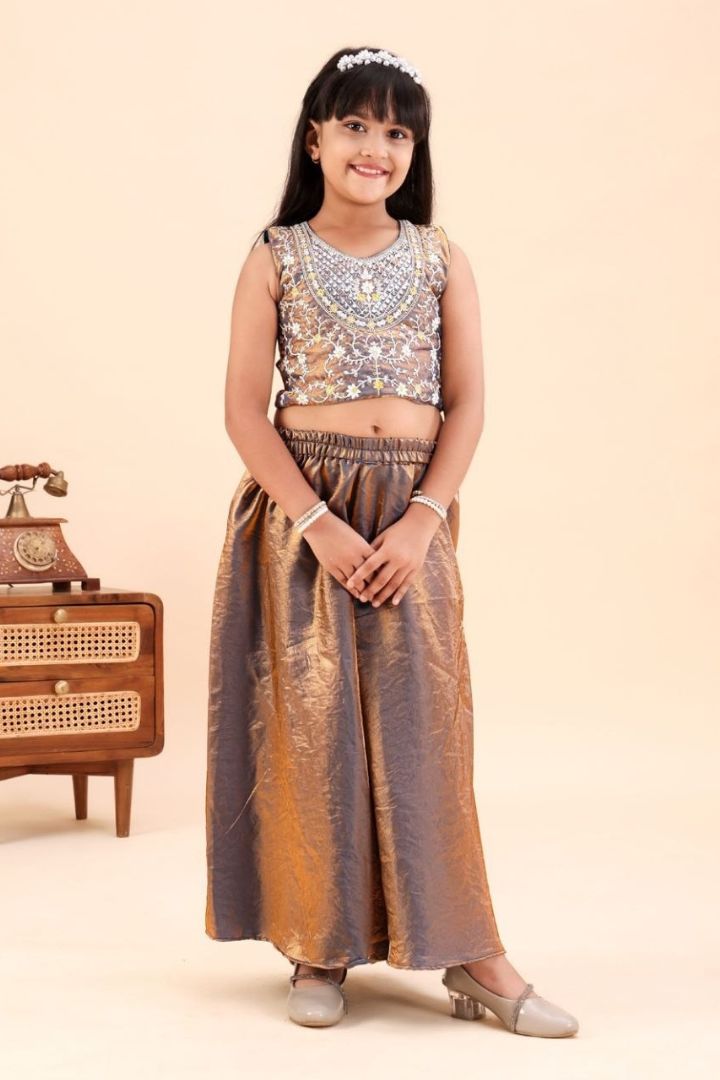Sindoor Mono Embroidered Top and Palazzo Set