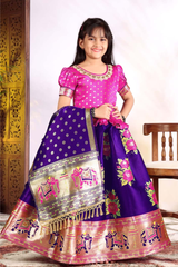 Designer Patola Style Lehenga Choli Set for Little Girls