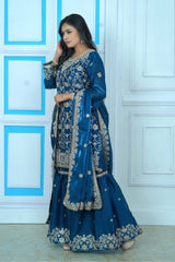 Fully stitched designer party wear sharara suit set