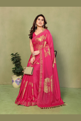 Designer Star Soft Georgette Saree with Foil Work Lace & Latkan for Women