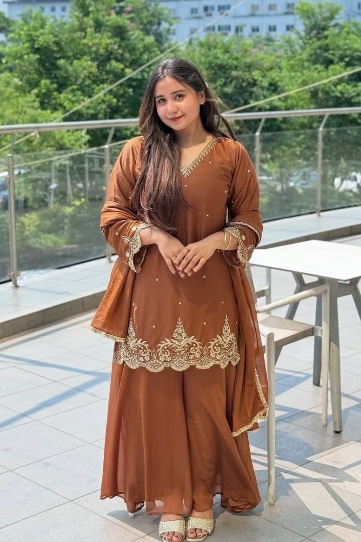 Designer Party Wear Top and Plazzo Set