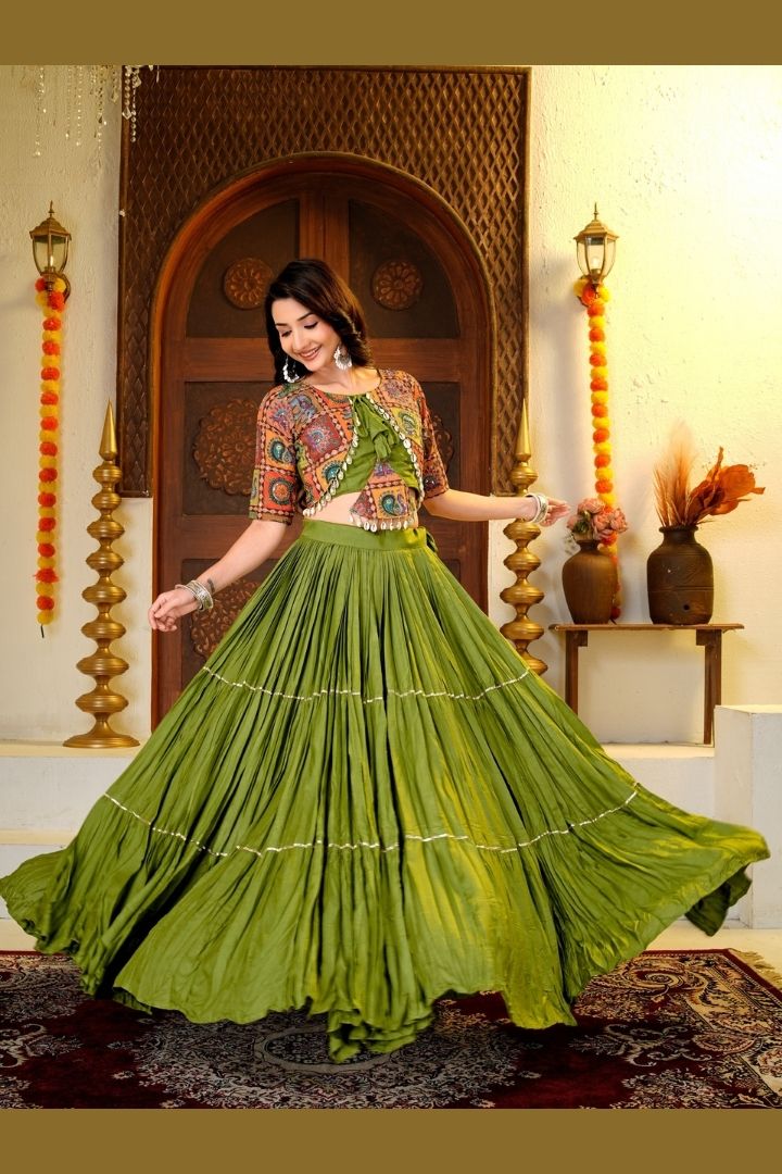 9 meter flare pure cotton designer lehenga choli set