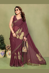 Designer Star Soft Georgette Saree with Foil Work Lace & Latkan for Women