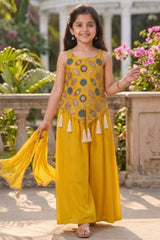 Girls Sequence Embroidery Work Stitched Top Palazzo with Dupatta – Festive Wear
