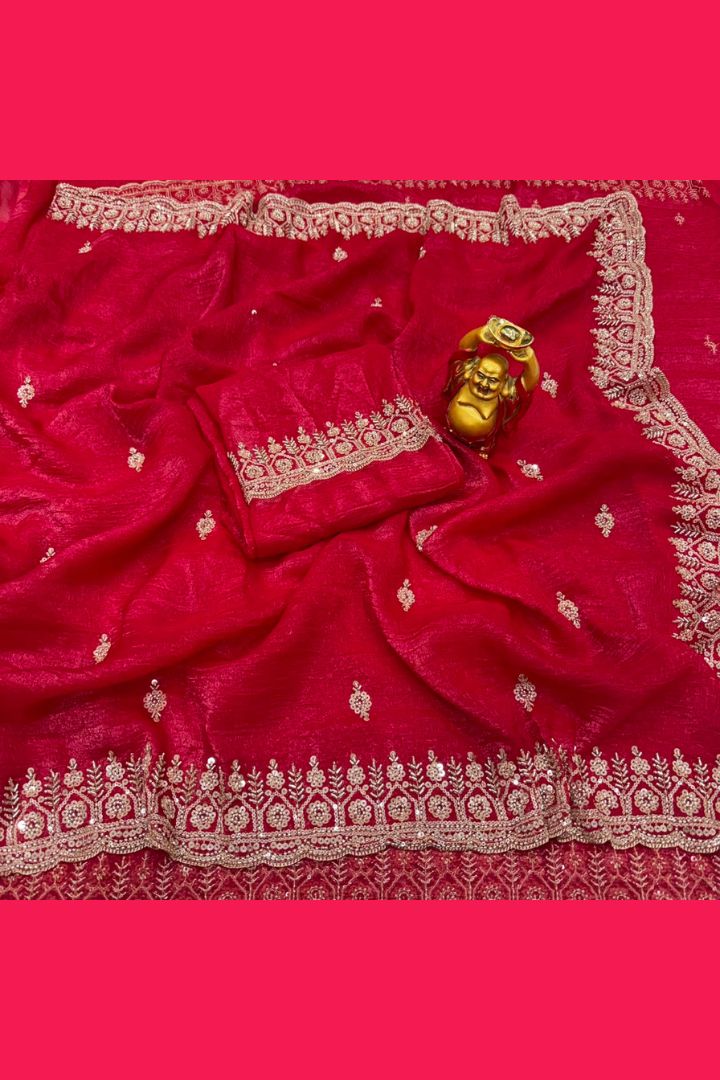 Grand Party Wear Sarees | Gold Beads & Cutdana Work