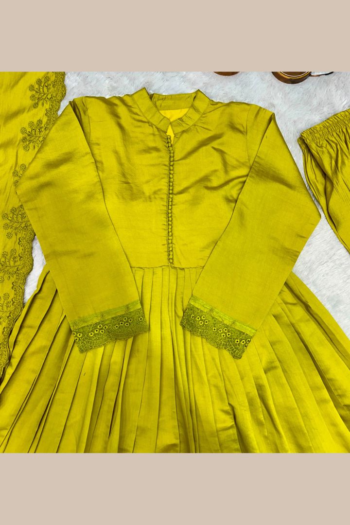 Designer gown with embroidered dupatta